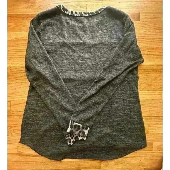 VIAMOR l Leopard color block long sleeve womens shirt l SIZE M - Picture 8 of 9